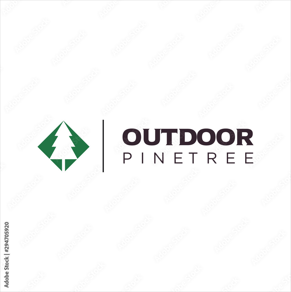 Pine tree outdoor logo , natural pine tree badge abstract stem drawing vector illustration. Creative pine tree logo vector Pine tree outdoor logo , natural pine tree badge abstract stem drawing vector illustration. Creative pine tree logo vector