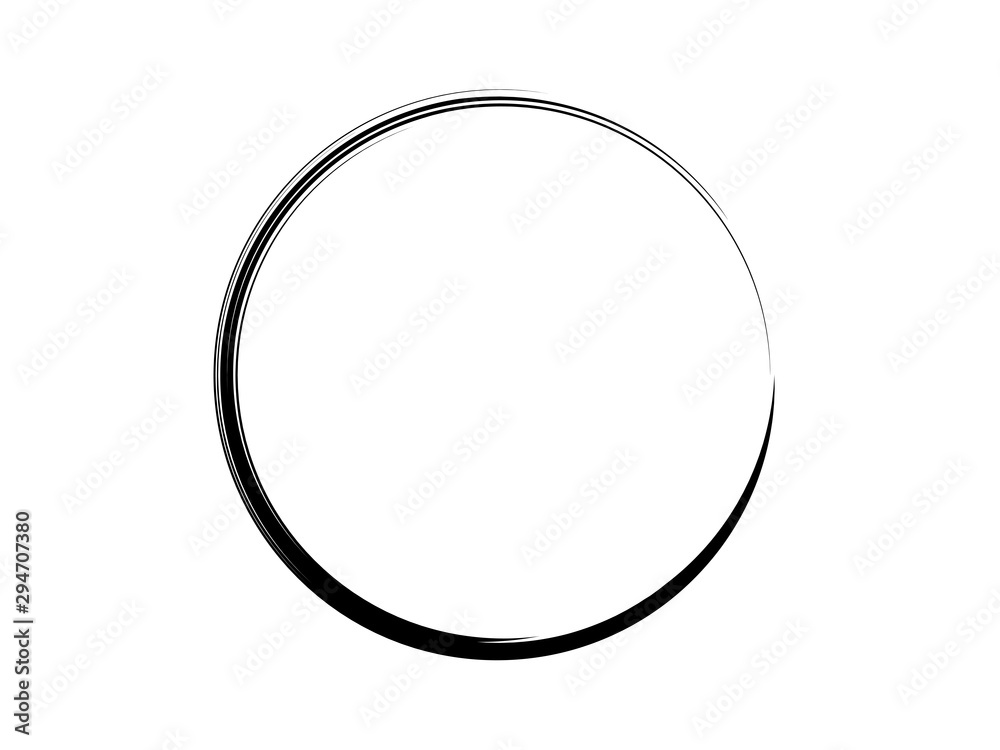 Grunge circle made of black ink.Oval marking element.Grunge circle made with art brush.Artistic black thin circle. Grunge circle made of black ink.Oval marking element.Grunge circle made with art brush.Artistic black thin circle.