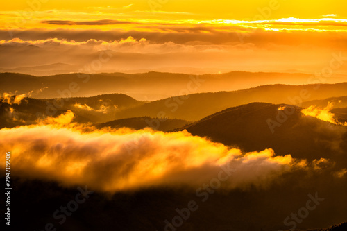 Fototapeta Naklejka Na Ścianę i Meble -  Splendis sunrise in the mountains. Bieszczady Mountains. Poland