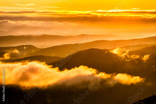 Fototapeta Naklejka Na Ścianę i Meble -  Splendis sunrise in the mountains. Bieszczady Mountains. Poland