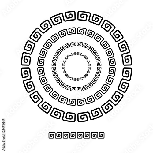greece brushs patterns in a circle line black shape design vector graphic round frames with fully editable stroke width
