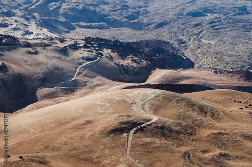 Aerial view of volcanic landscape, mount Teide