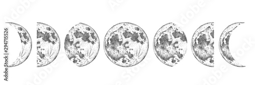 Moon phases isolated. Hand drawn illustration.