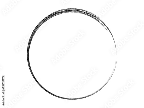 Grunge circle made with art brush.Grunge thin circle made for your desing.Grunge oval frame.