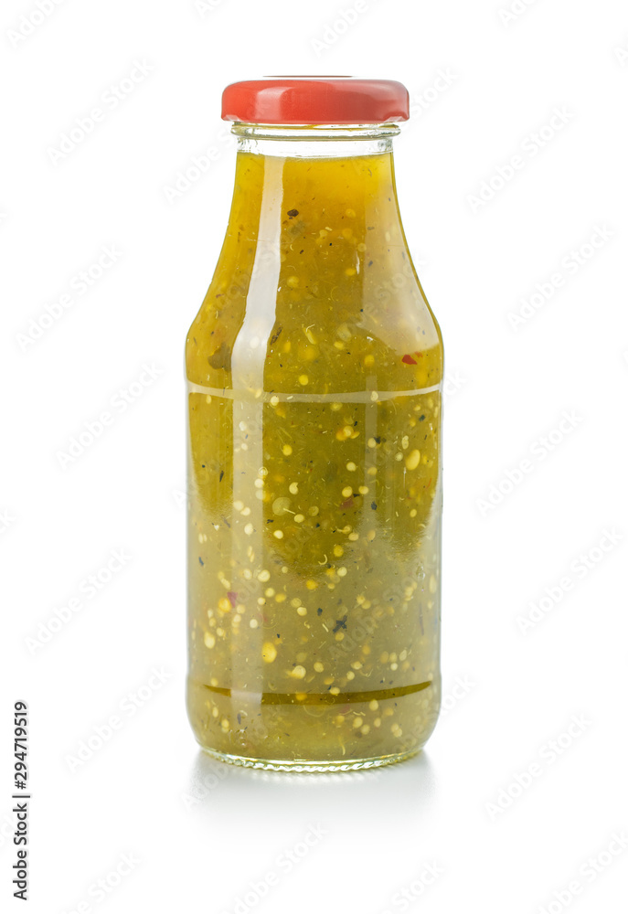Hot jalapeno sauce. Green chilli sauce. Stock Photo Adobe Stock