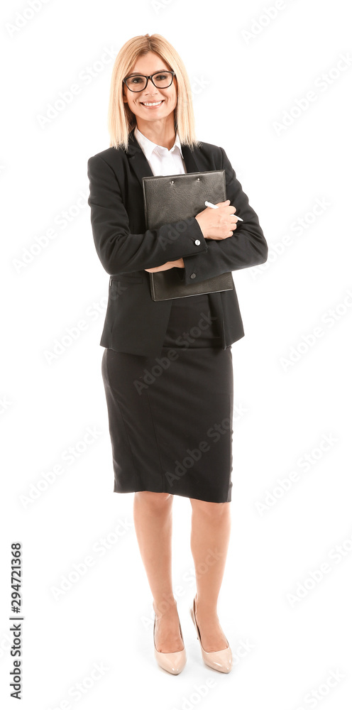 Beautiful stylish businesswoman on white background Beautiful stylish businesswoman on white background