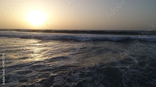 landscape and sunset on the Atlantic coast watching the breaking of the waves