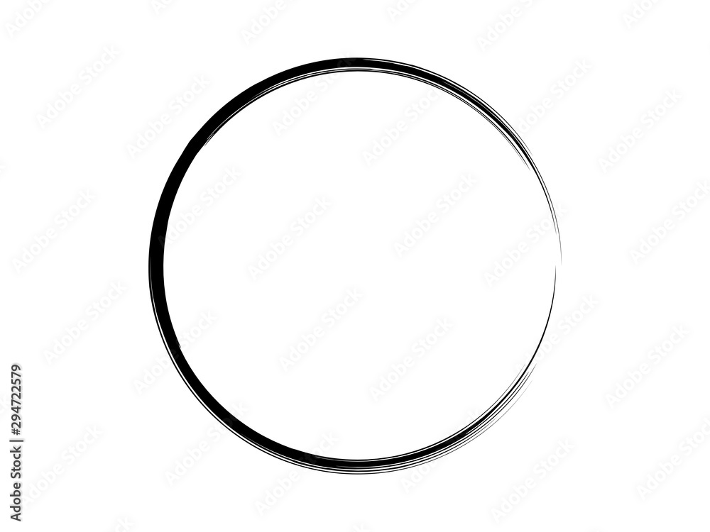 Grunge thin circle made with art brush.Grunge black circle made for your project.Grunge thin oval frame.