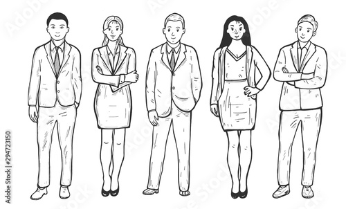 Mix race business people group set