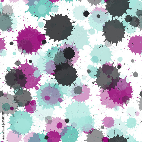 Paint transparent stains vector seamless wallpaper pattern. 
