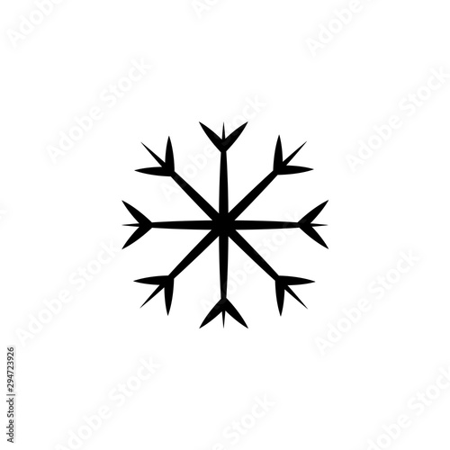 Snowflake Icon. Flat logo of snowflake isolated on white background. New Year and winter symbol. Vector illustration.