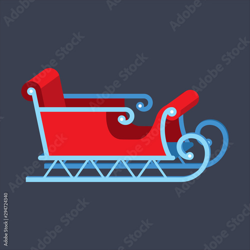 Sleigh of Santa Claus. Sled Christmas Transport. Christmas sledge in flat style.
