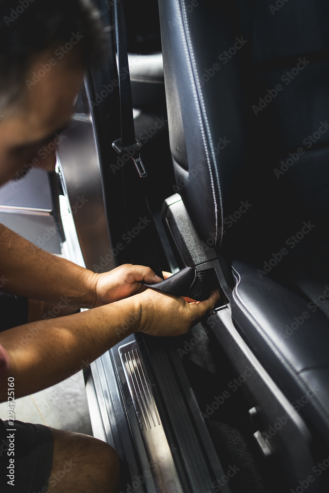 Car cleaning and preparation at a car service