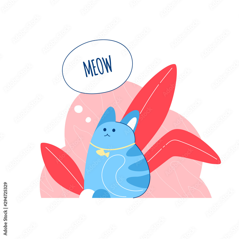 Sticker with cat that meows. Izolated vector illustration Sticker with cat that meows. Izolated vector illustration