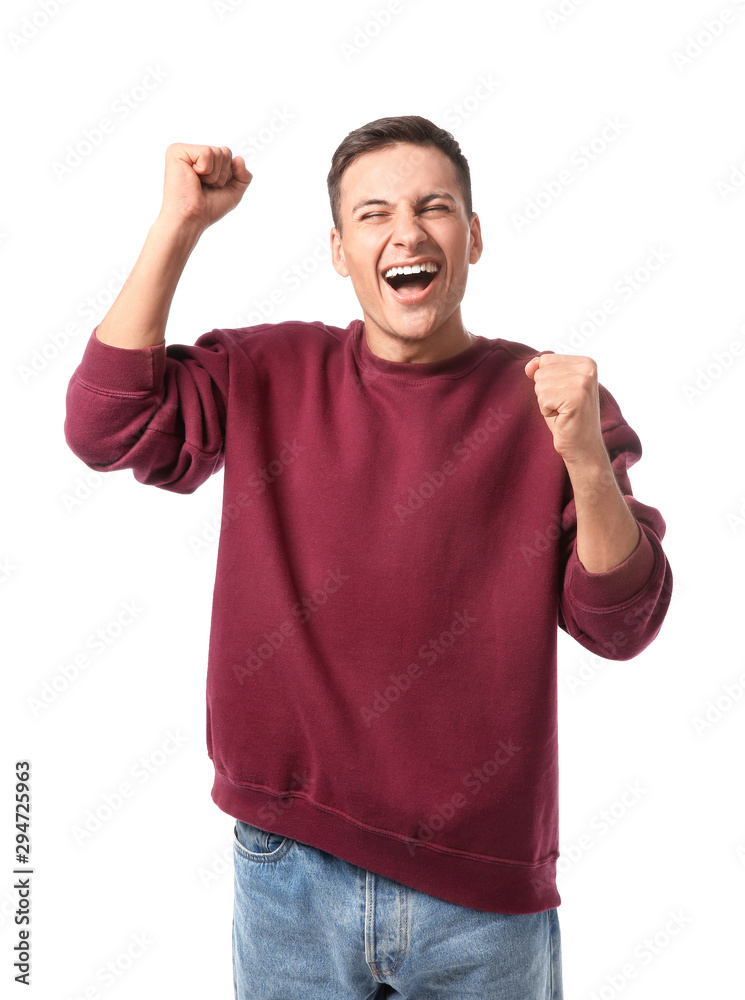 Portrait of happy young man on white background Portrait of happy young man on white background