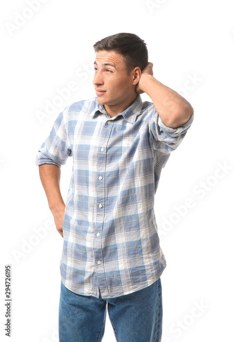 Thoughtful young man in pla...