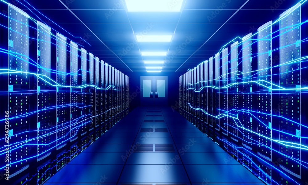 3D server room/ data center - storage, hosting, fast Internet concept 3D server room/ data center - storage, hosting, fast Internet concept