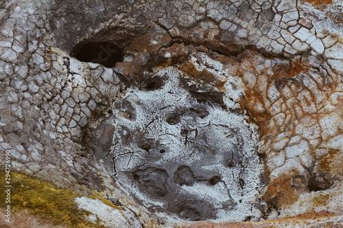 Billede på lærred Closeup of solfatare mudpot s in the geothermal area Hverir, Iceland