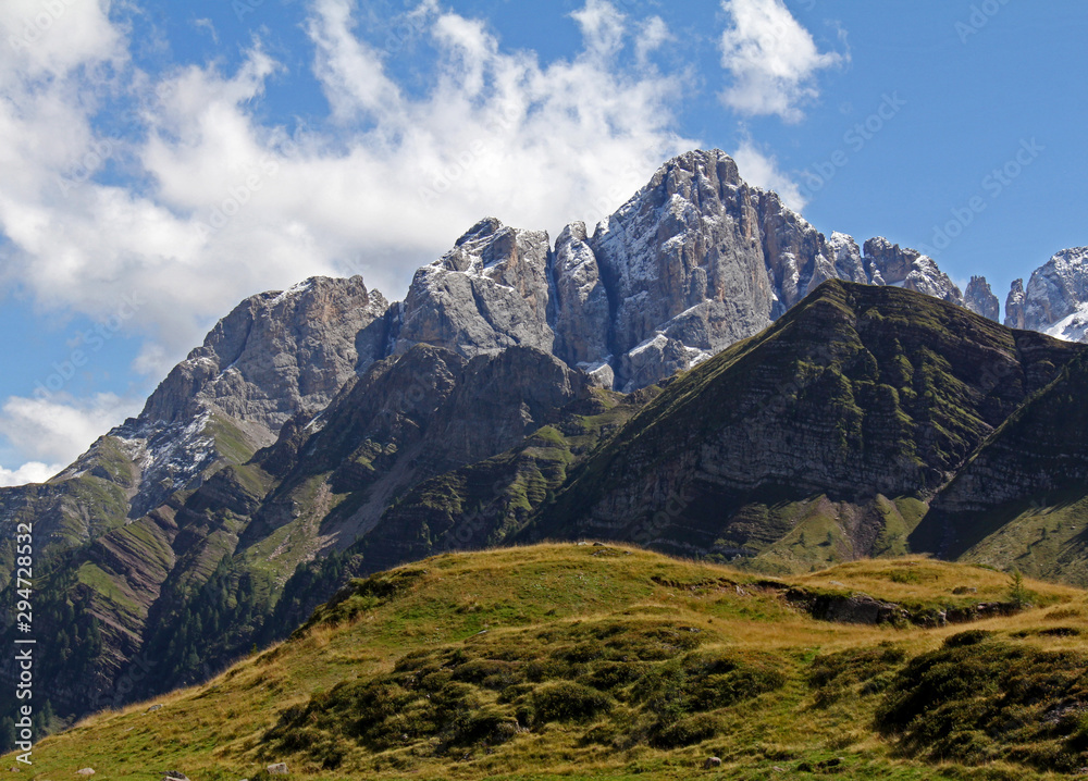il Mulaz con la prima neve di settembre; Pale di San Martino, Trentino
