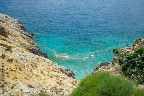 coast of the Mediterranean Sea. The shore is composed of limestone and marble. © eleonimages