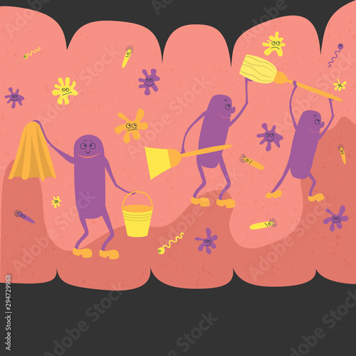Funny Probiotic Characters Made as Cleaning Team