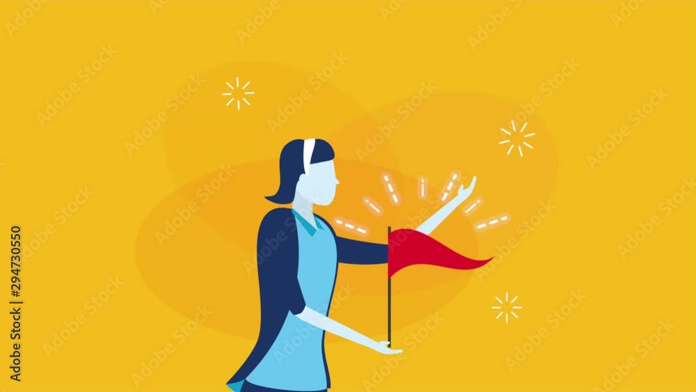 businesswoman worker with success flag businesswoman worker with success flag