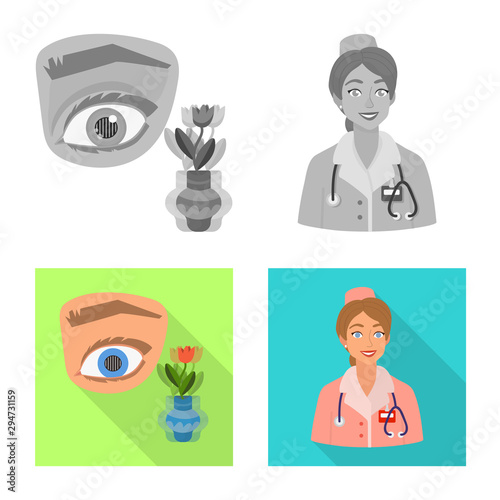 Isolated object of diet and treatment sign. Set of diet and medicine stock symbol for web.