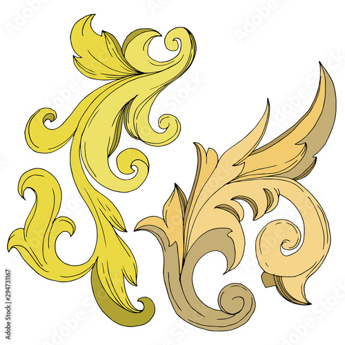 Vector Golden monogram floral ornament. Black and white engraved ink art. Isolated ornament illustration element © LIGHTFIELD STUDIOS