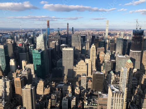 Aerial view of Manhattan skyline during winter  New York City