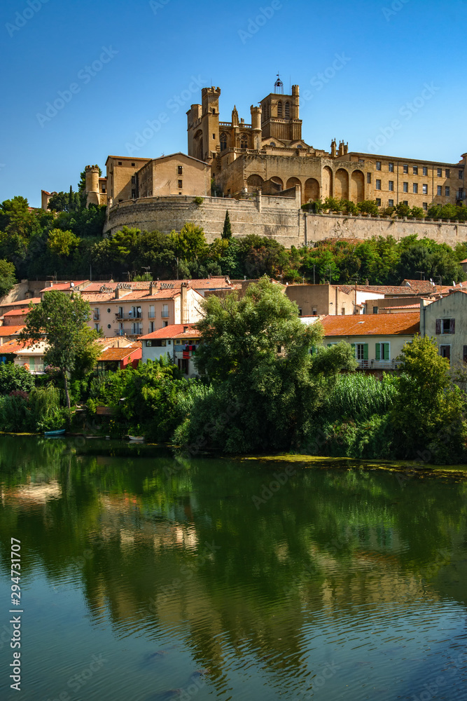 South oh France Beziers Aude Cathedral panorama