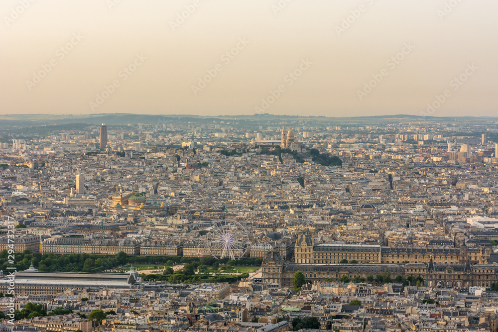 Paris France beautiful sunset scenic view tres beau Paris Tour famous landmark building monument 