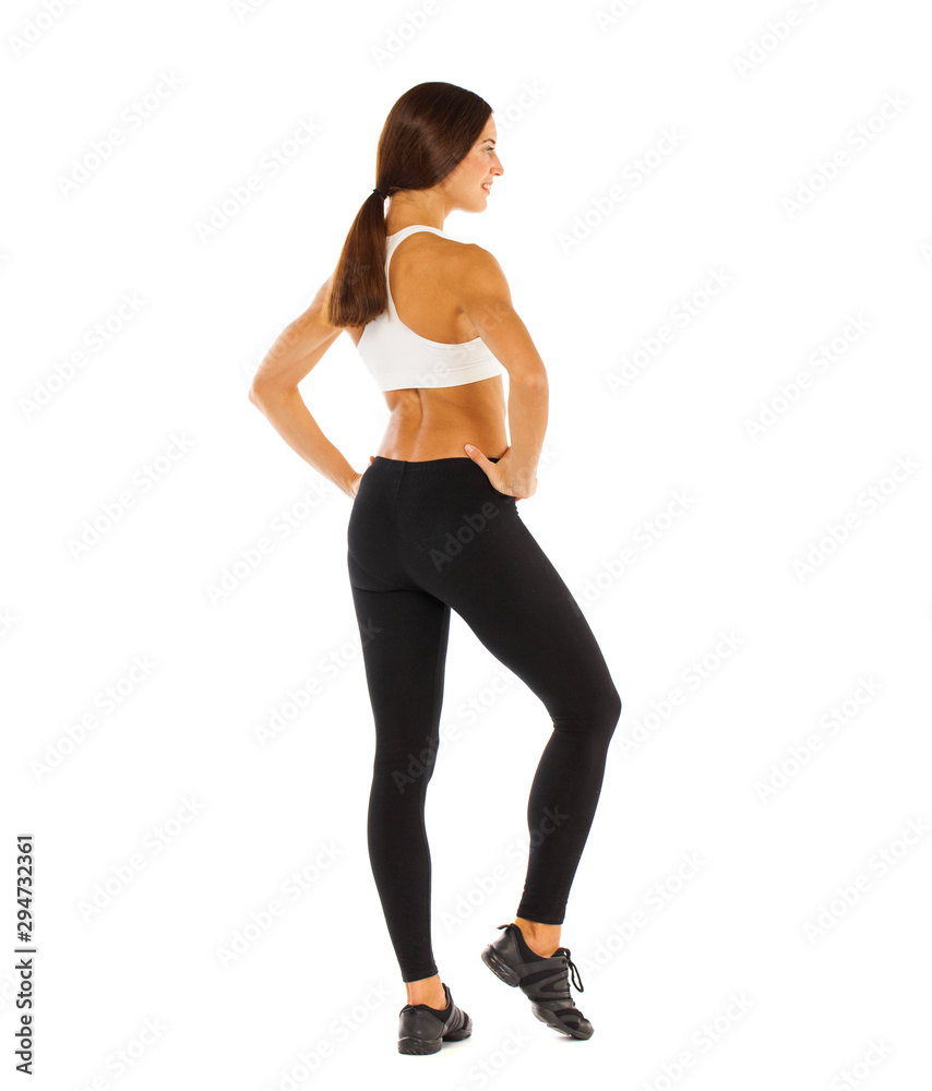 Back view portrait of a young athletic model