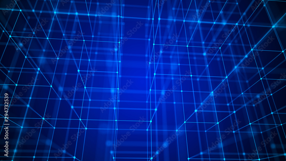 Big data visualization. 3d rendering.Abstract background with connecting dots and lines.Abstract geometric background.