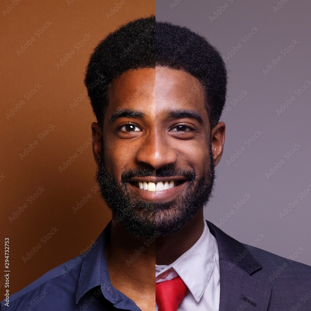 Fototapeta premium Portrait of a Beautiful young man in front of a colored background