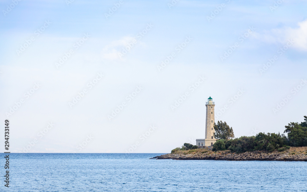 View of the beautiful lighthouse in Gytheio Greece View of the beautiful lighthouse in Gytheio Greece