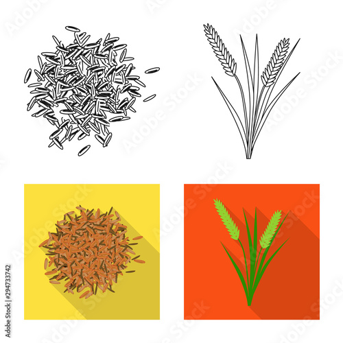 Vector design of crop and ecological icon. Collection of crop and cooking stock symbol for web.