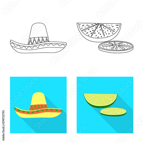 Vector design of cafe and Latin symbol. Set of cafe and national stock vector illustration.