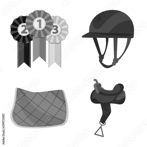 Vector illustration of race and horse symbol. Set of race and racing stock vector illustration.