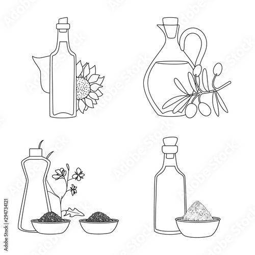 Vector illustration of healthy and vegetable sign. Set of healthy and organics stock vector illustration.