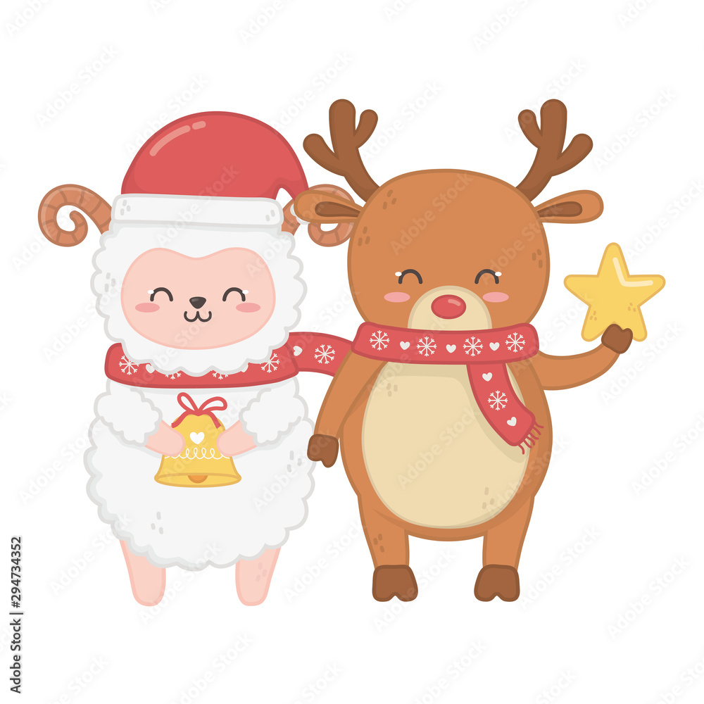 sheep with bell and deer bell celebration merry christmas sheep with bell and deer bell celebration merry christmas