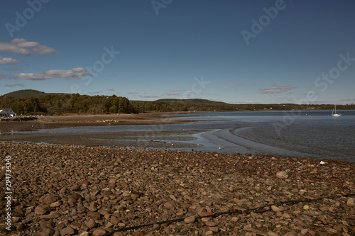 A cool Fall day in Lincolnville Beach off the coast of Penobscot Bay in Lincolnville, Maine.  photo