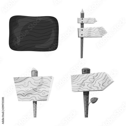 Isolated object of signboard and wood icon. Set of signboard and tree stock vector illustration.
