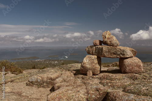 Cairn on the summit of Cadillac Mountain in Acadian National Park on Mount Desert Island, Maine. © Jen Lobo