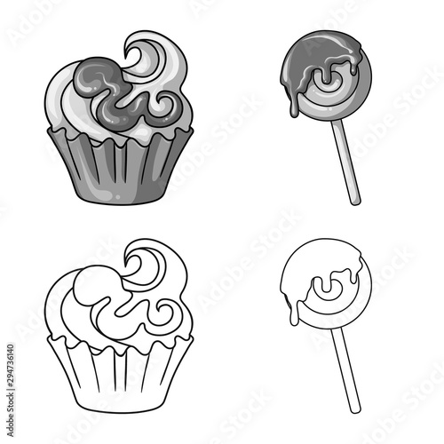 Isolated object of confectionery and culinary sign. Set of confectionery and product stock vector illustration.