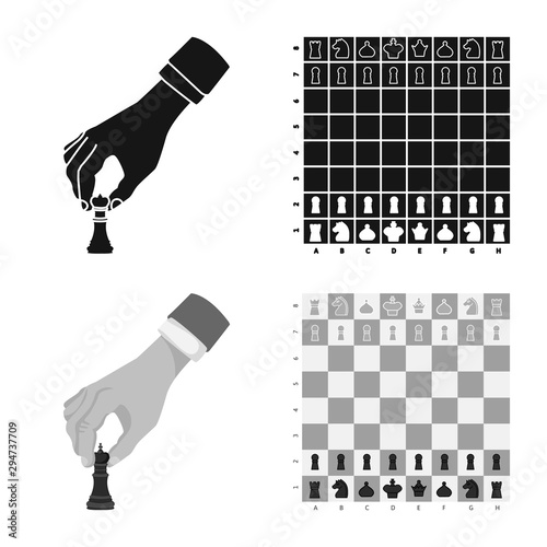 Vector illustration of checkmate and thin logo. Collection of checkmate and target stock symbol for web.