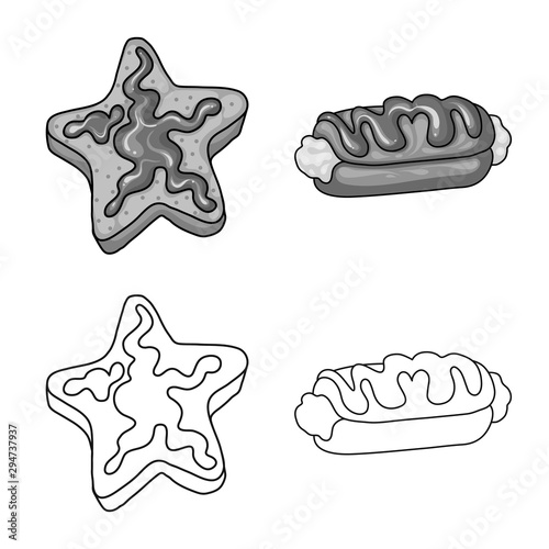 Vector design of confectionery and culinary icon. Set of confectionery and product stock vector illustration.