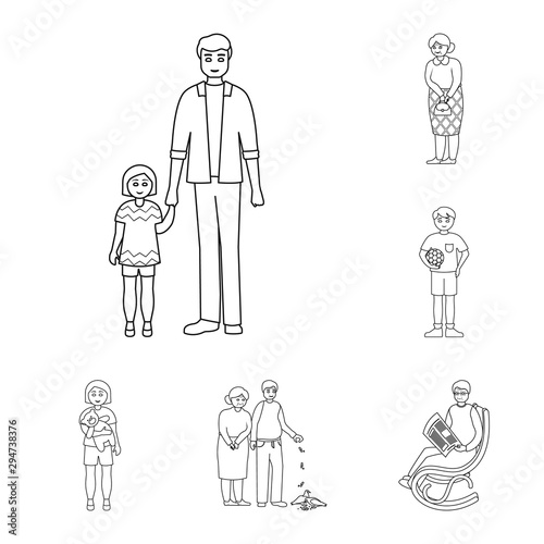 Vector design of happy and character icon. Set of happy and portrait vector icon for stock.