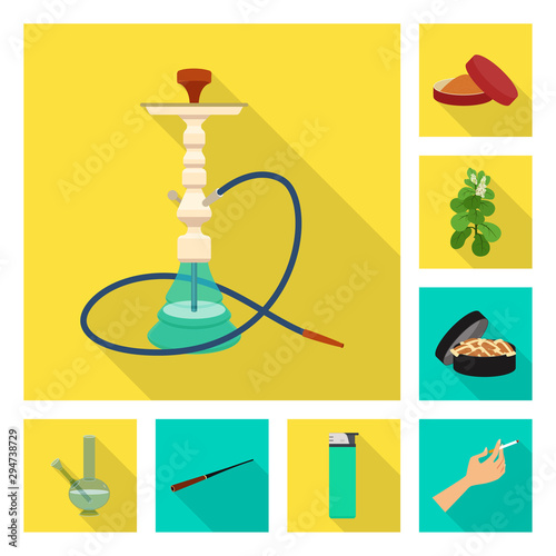 Vector illustration of smoke and statistics logo. Set of smoke and stop stock symbol for web.