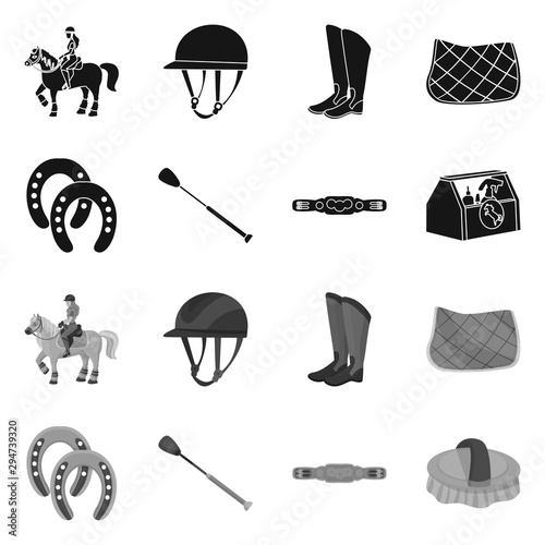 Vector illustration of equipment and riding icon. Collection of equipment and competition stock vector illustration.
