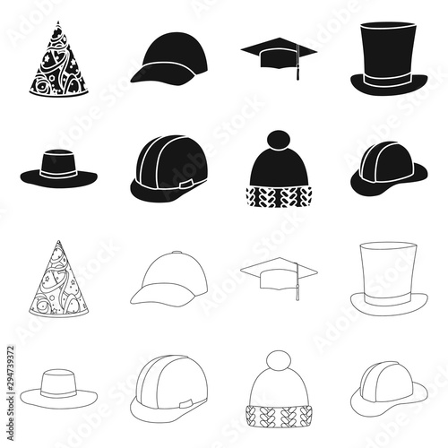 Isolated object of clothing and cap sign. Set of clothing and beret vector icon for stock.